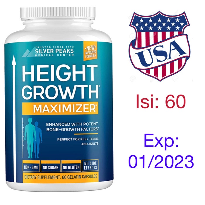 Vitamin Peninggi Badan Anak Remaja Dewasa - Obat Peninggi Badan Cepat Height Growth Maximizer Silver