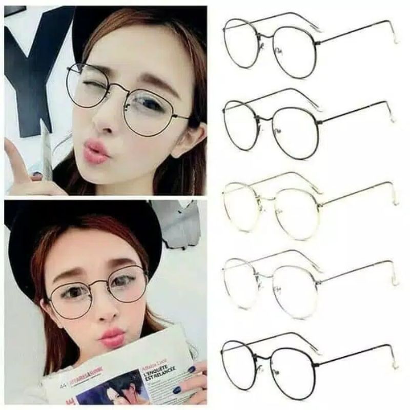 Kacamata oval / Kaca mata korea / Kacamata oval korea fashion pria wanita