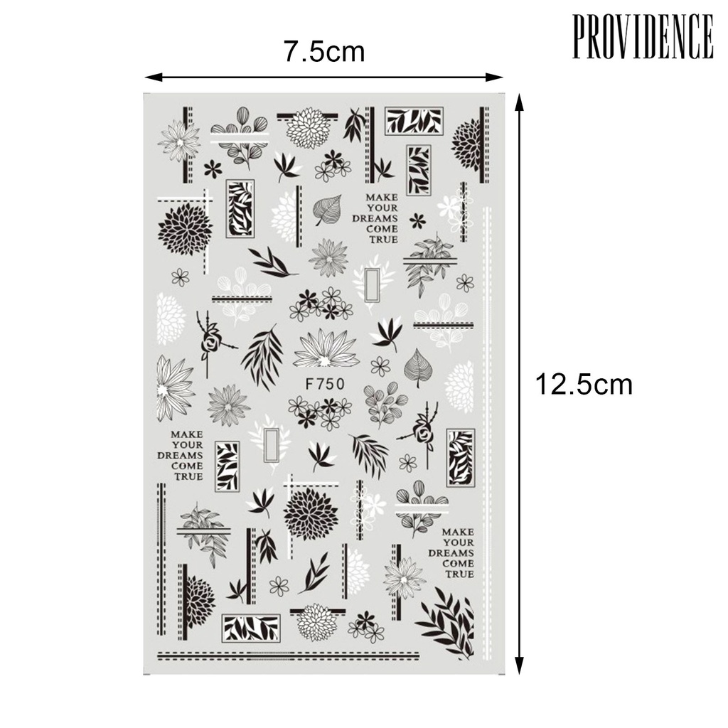 Providence 2Pcs 3D Nail Sticker Punk Style Retro Multi-functional Black White Butterfly Nail Art Stickers for Girl