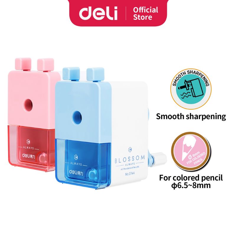 

Deli rautan putar / rautan meja 3 warna anti slip, pisau terbuat dari bahan besi alloy 0744