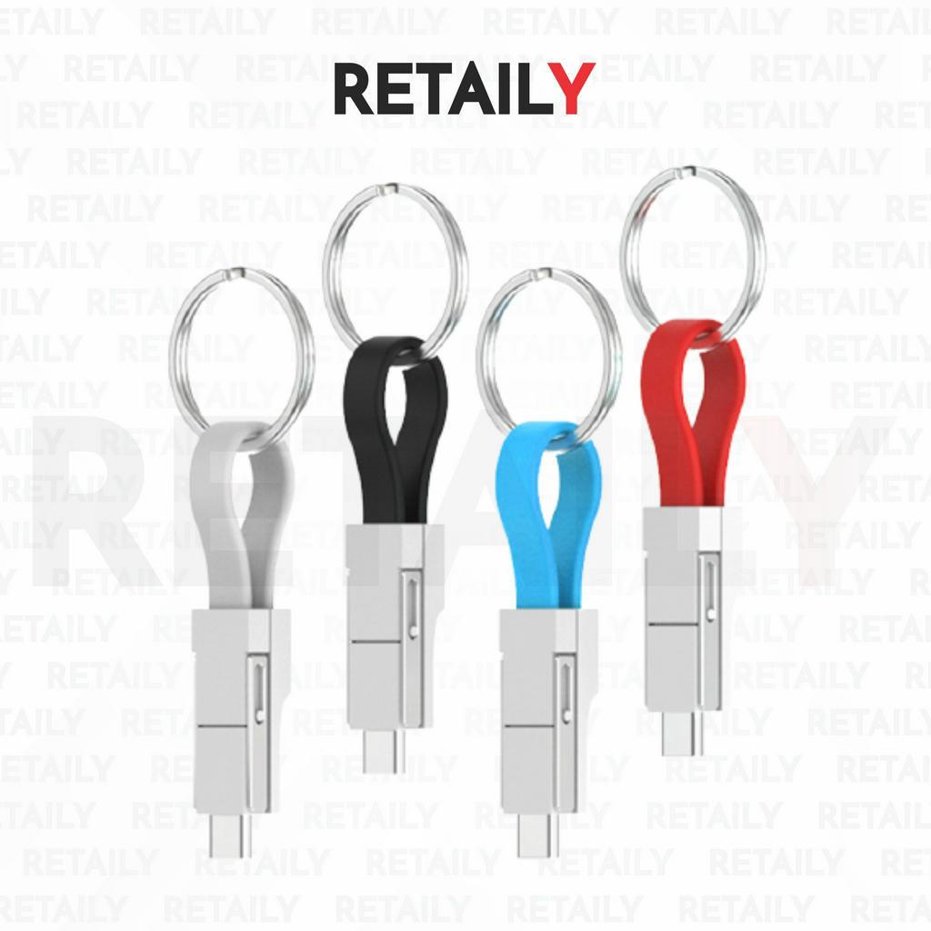 Retaily HL0131 Gantungan Kabel USB Tipe C Mikro USB 2A  3In1 Gantungan Kunci Mini Magnetik Charger
