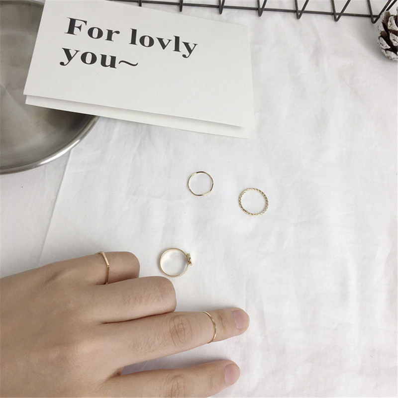 5Pcs/Pack Rings Women Dating Aesthetic Jewelry Personality Geometric Bending Wave Around Ring Finger Ring