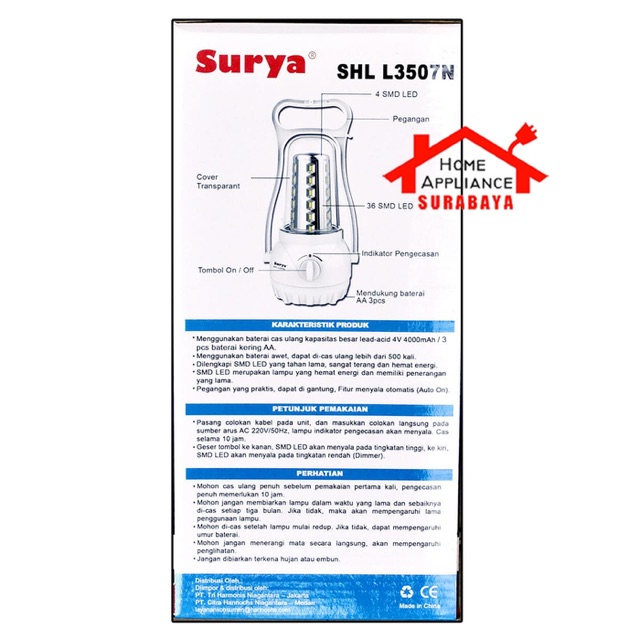 Lampu Emergency Lamp - Lampu Darurat Surya SHL L 3507 N / L-3507 N / L3507N 40 SMD LED