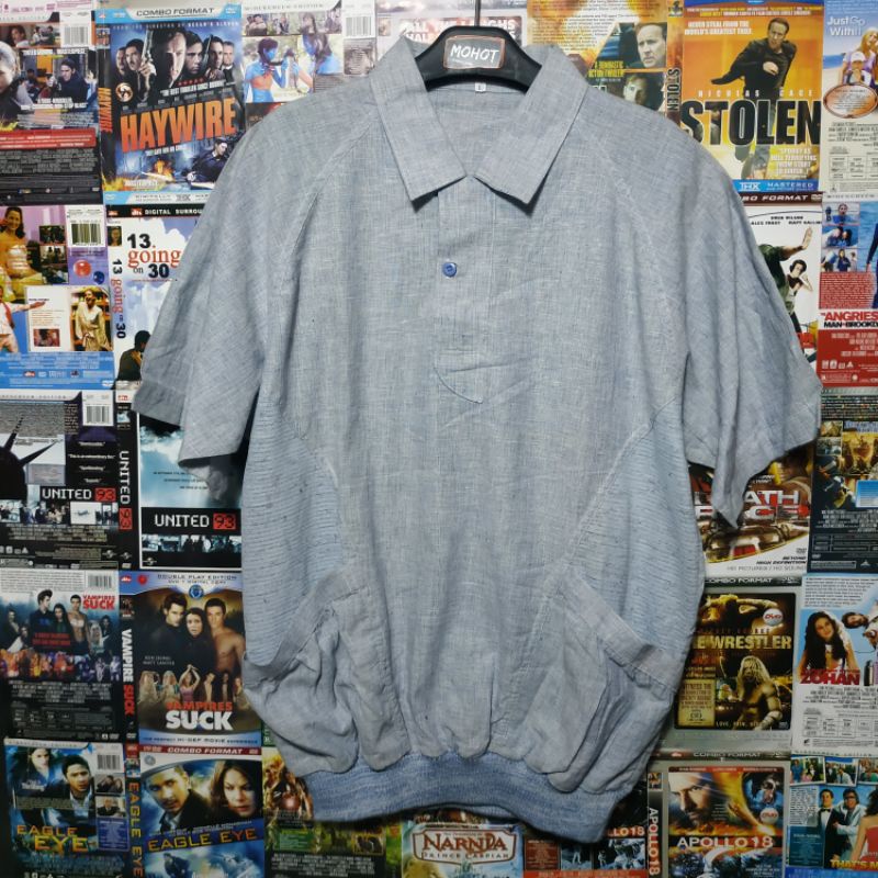 kaos kerah semi crewneck second branded