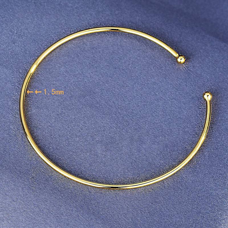 Gelang Model Terbuka Bahan Metal Warna Emas Gaya Minimalis Untuk Wanita