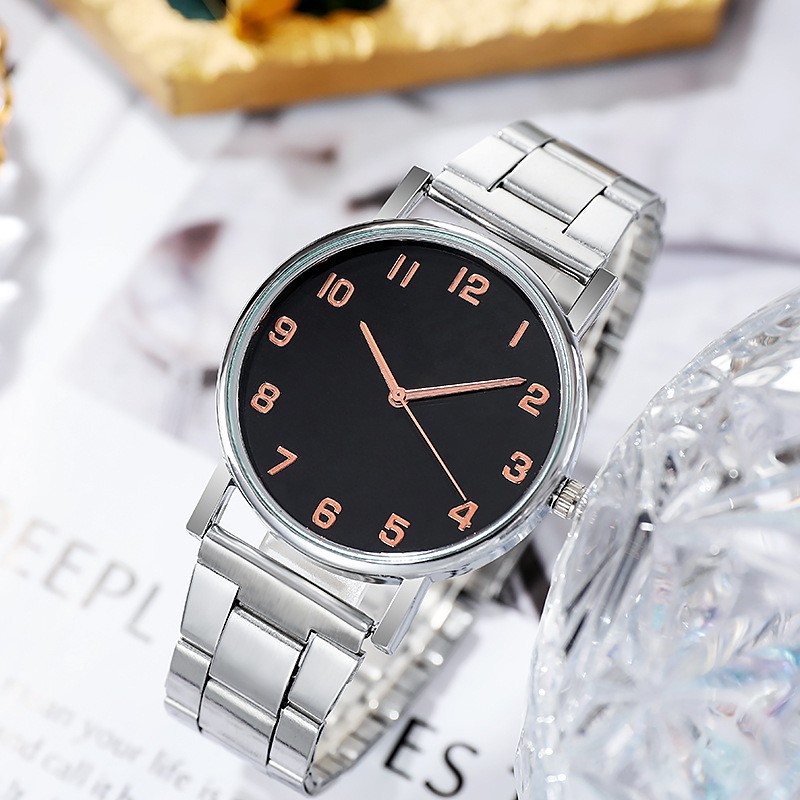 Jam Tangan Gradasi Stainless Steel Analog Quartz Untuk Wanita Dan Pria Fashion Aksesoris Import