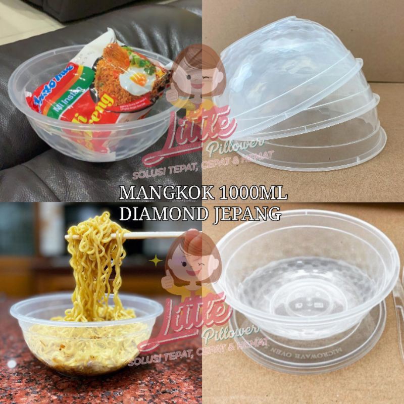 (ISI 25PCS - DIAMOND 1000ML) Cup Mangkok 1000ml DIAMOND/Lunch Box Plastik/Thinwall 1000ml