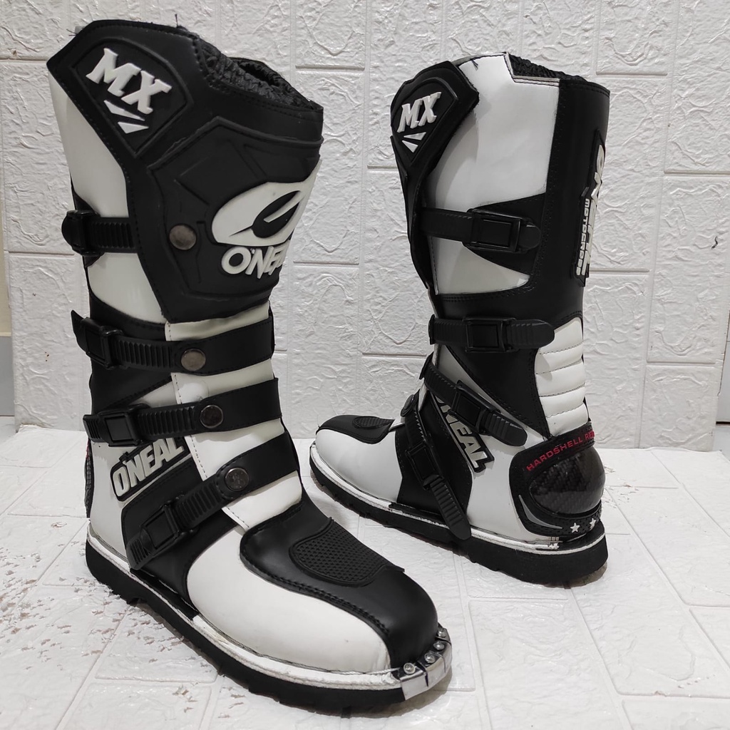 sepatu trail cross oneal protector terlaris sepatu touring bots safety white black