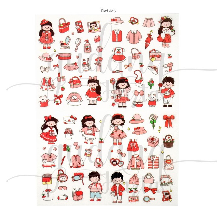 Stiker Colorful Girl ISI 4 sticker Cewek Berbaju Warna Warni DIY Scrapbook GH 303812