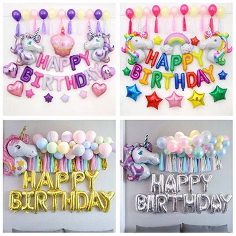 Unicorn Balon Kertas Rumbai mengatur Garland Perlengkapan ...