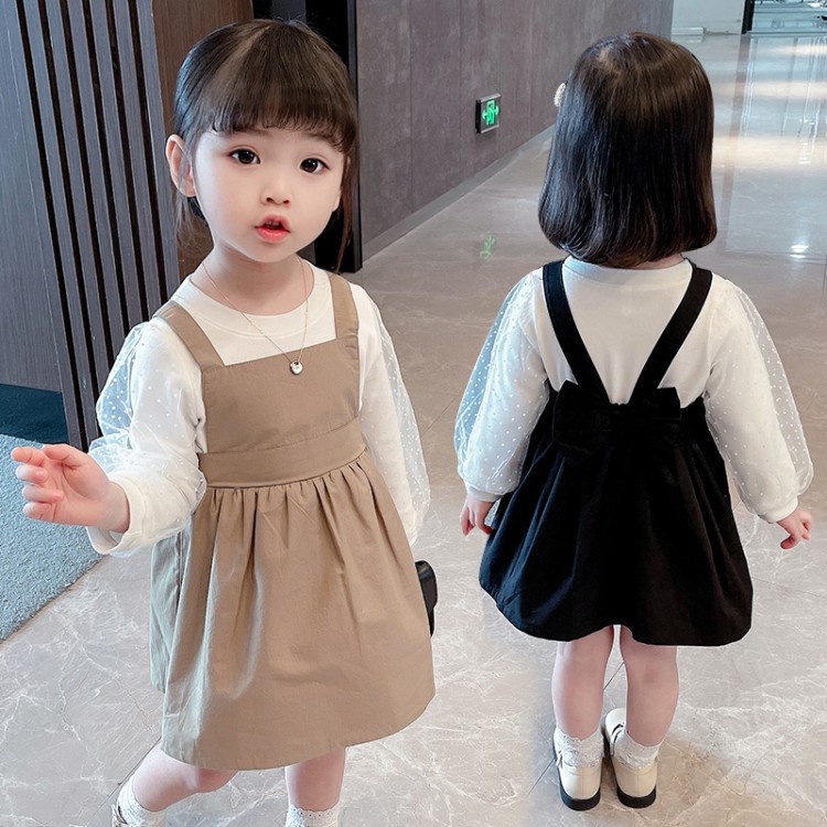 NEW DR52 - Dress Overall Anak Bayi Panjang 2in1 Blouse+Overall