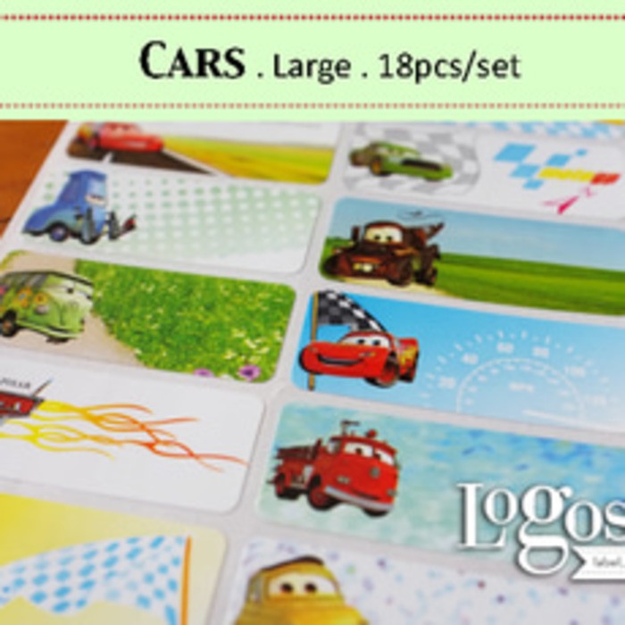 

TERLARIS!! Cars LARGE Label nama waterproof. Sticker karakter Lightning McQueen UNIK