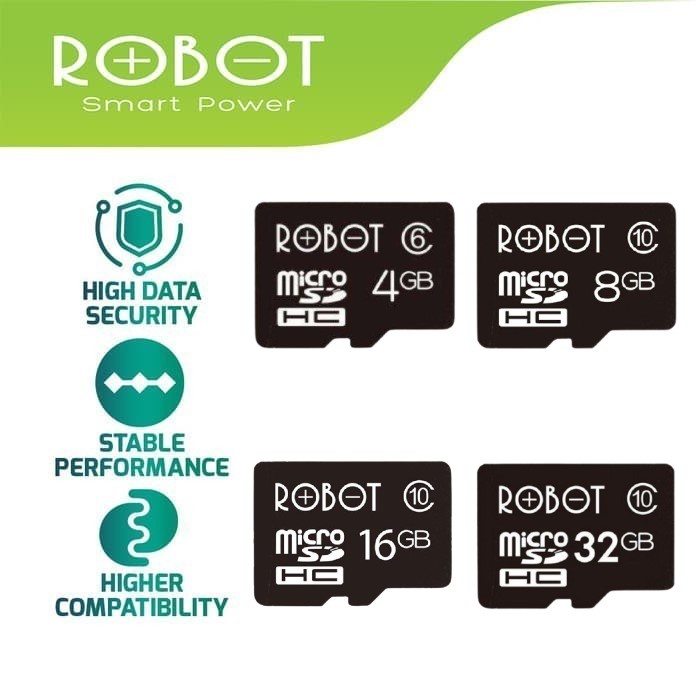 ROBOT Memory Card / Kartu Memori HP / Micro SD (4GB / 8GB / 16GB / 32GB ) Class 10 Speed with Package -Garansi Resmi 1 Tahun