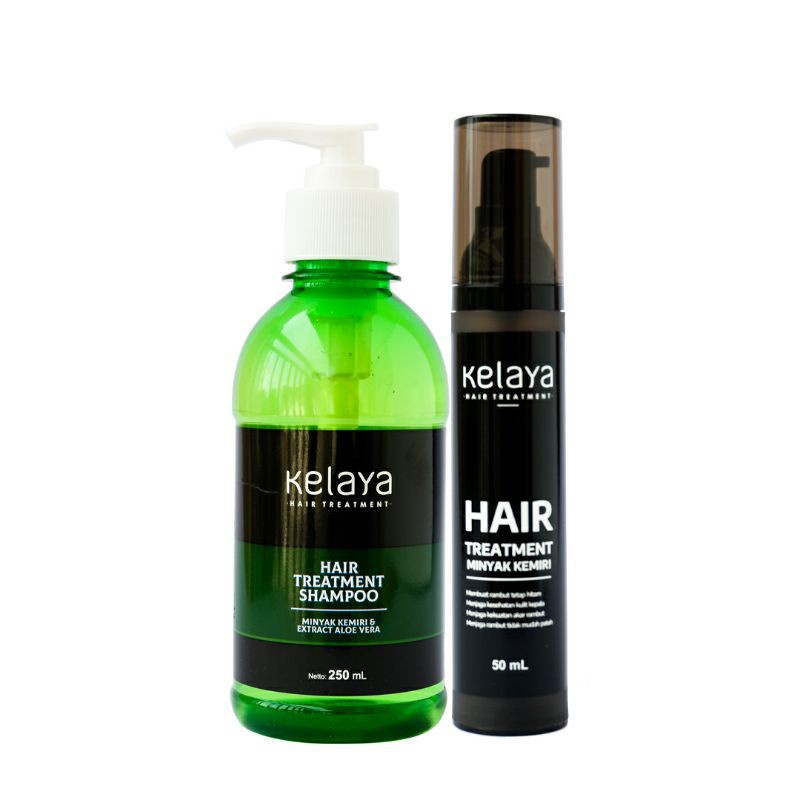 KELAYA HAIR TREATMENT SHAMPOO Original BPOM Sampo Alami Mencegah Rambut Bercabang Rontok Kebotakan-1 Sampo + 1 M.Kemiri