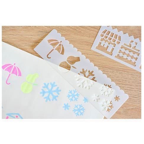 Plastic Stencil 15.5x5.5cm - Wheather Theme (8pcs)