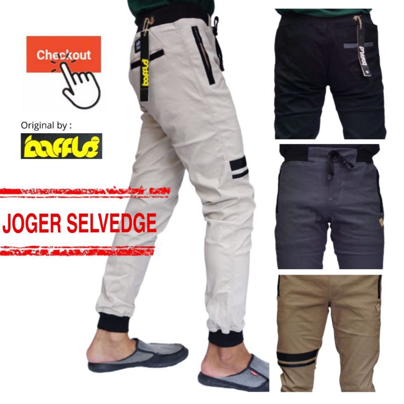 CELANA JOGGER PANJANG KERJA HARIAN Santai Casual Formal Hitam Abu Cream Mocca 27-34