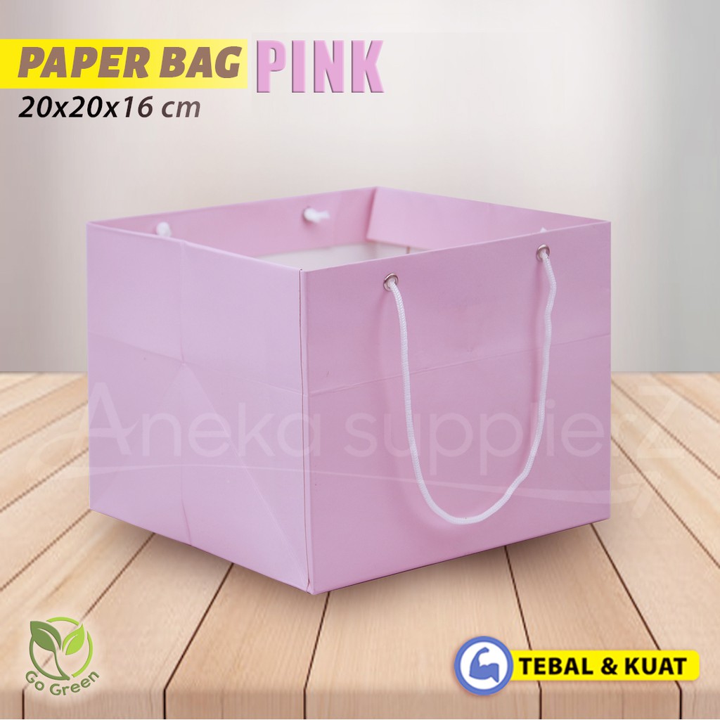 

Paper Bag Kue Cake Box - BABY GIRL - PINK | 20x20x16 cm (10PC)