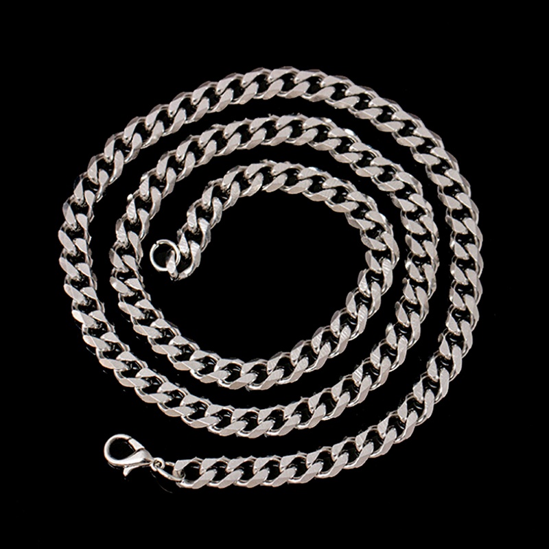 Kalung Rantai Cuba Link Bahan Stainless Steel Ukuran 4-6mm Untuk Pria