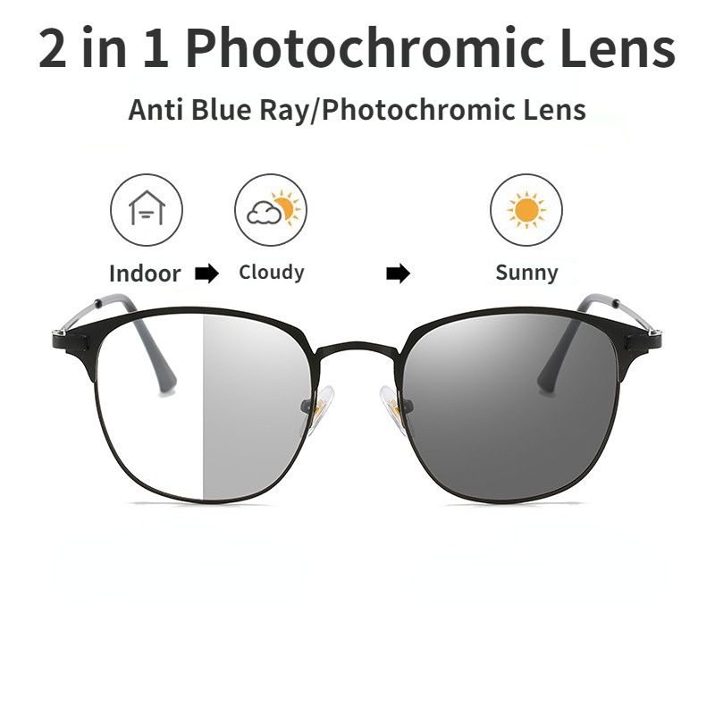 Kacamata Fashion Photochromic Anti Radiasi Untuk Wanita/Pria Kacamata Anti Blue Light