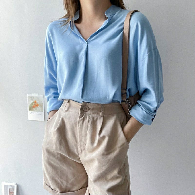 BEFAST - ZFS OOTD Wanita Blouse ARGU / JULIEN BLOUSE / Blus Wanita / Kemeja Caual / Kemeja Polos / Atasan Kemeja Kekinaiin 2021 / OOTD Kemeja Remaja Kerja / Kemeja Lengan Panjang