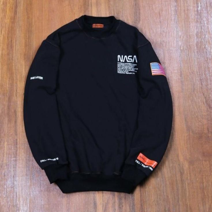 Spesial Promo ,, sweater Crewneck Nasa Hitam - M L XL