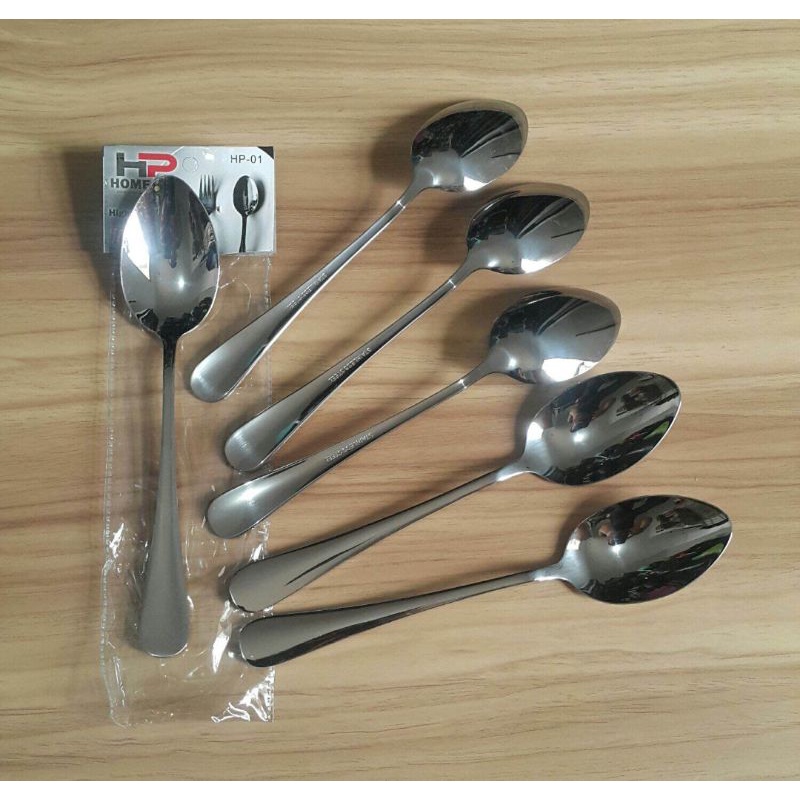 6 pcs HOME PRO HP 01 SENDOK MAKAN STAINLESS STEEL SUPER TEBAL (panjang 20cm lebar 4.2cm) SUPER TEBAL