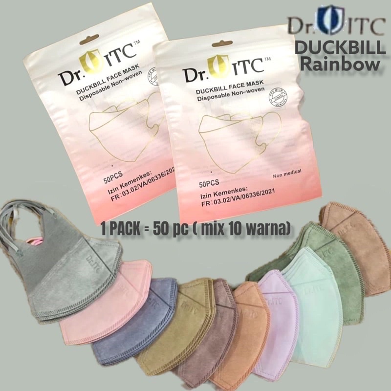 Masker Duckbill 3ply / Masker Duckbill Dr.ITC mix warna isi 50pcs