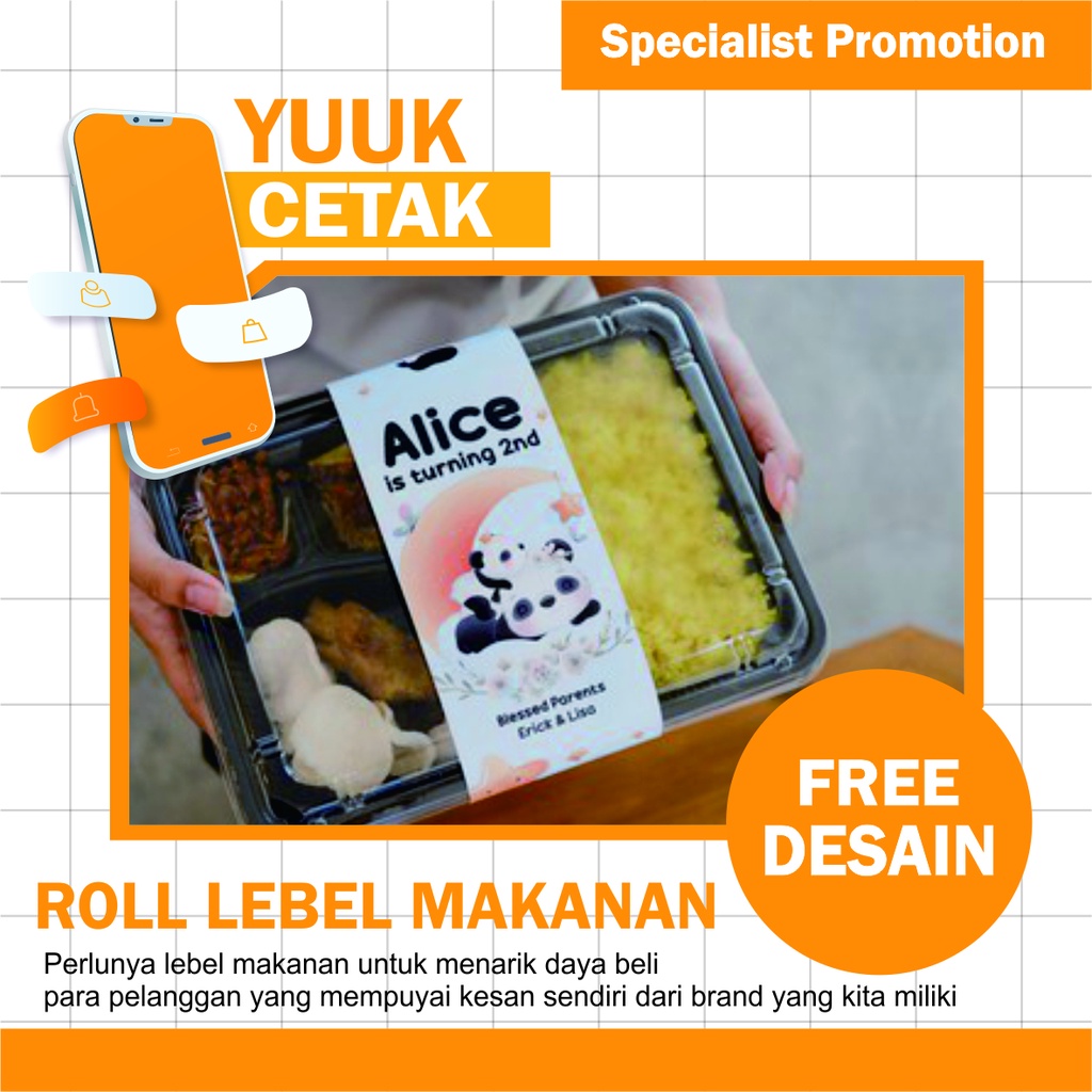 Label Pengikat Makanan/ Label Box Bento roller makanan / lebel nasi/ lebel box