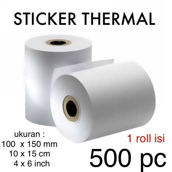 LABEL KERTAS THERMAL BARCODE BULAT 100 X 150 mm KERTAS STICKER THERMAL 10x15cm / 4x6 inch