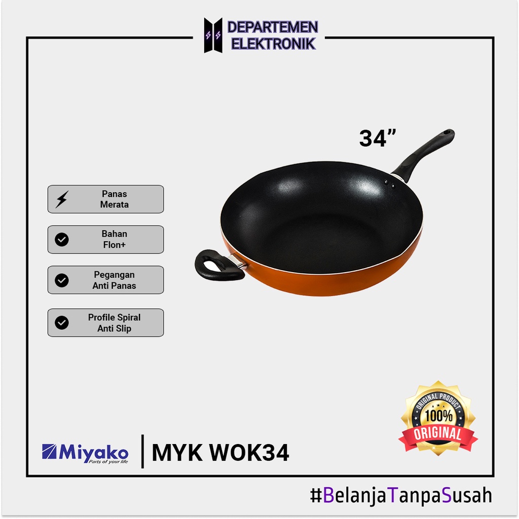 Wok Pan Miyako W 34 A | Wajan Anti Lengket MURAH BANGET / GARANSI RESMI