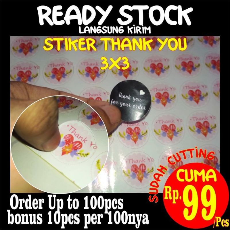 

Stiker Thank You Ukuran 3x3 bulat bisa custom langsung cetak langsung kirim