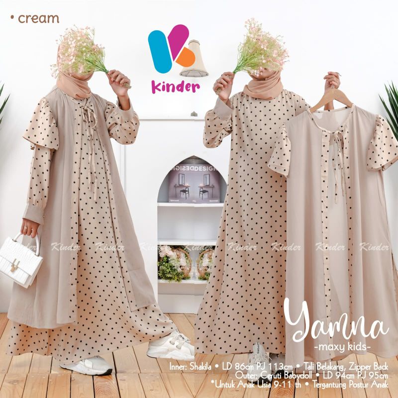 Yamra Gamis Rompi Anak Tanggung 9-11 Tahun Baju Muslim Bahan Shakila Mix Ceruty Maxy Dress Remaja Pe