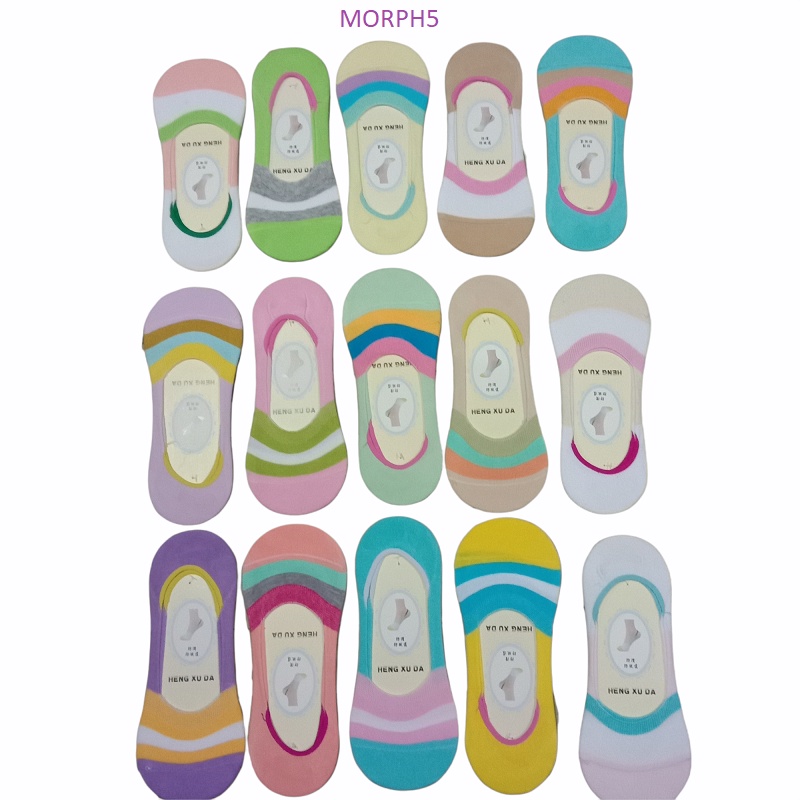 Kaos Kaki Pendek Wanita Invisible Korea Style Hidden 1Pasang (Bahan Katun)(Campur)-Random Morph5