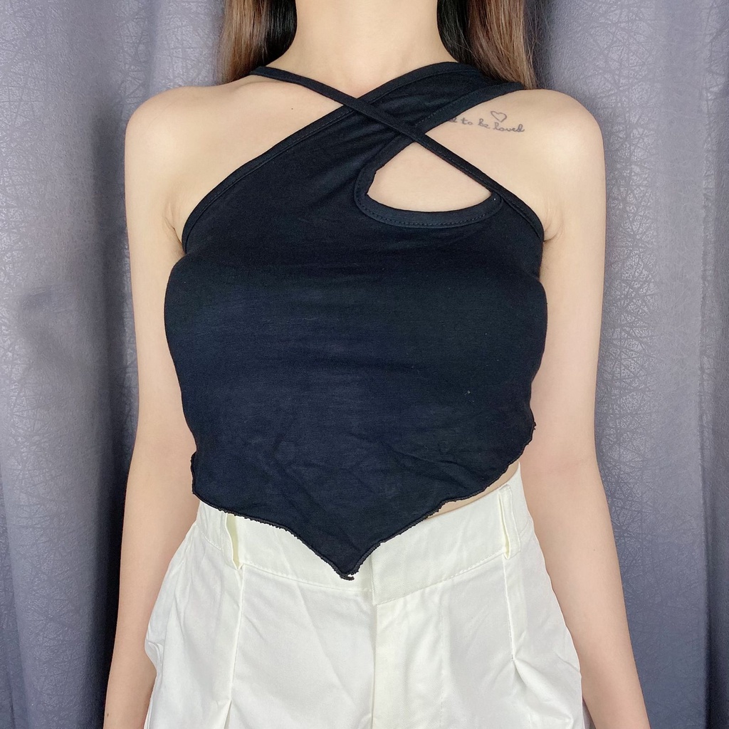 Vimel Collection - Tanktop Halter Cross Neck Neci / Tanktop Wanita / Tanktop Cross / Tanktop Korean Style