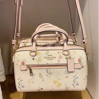 [Instant/Same Day]3100 coach Rowan Satchel Floral Print Women Handbag Crossbody Sling Pillow Boston Bennett Bag  ztb