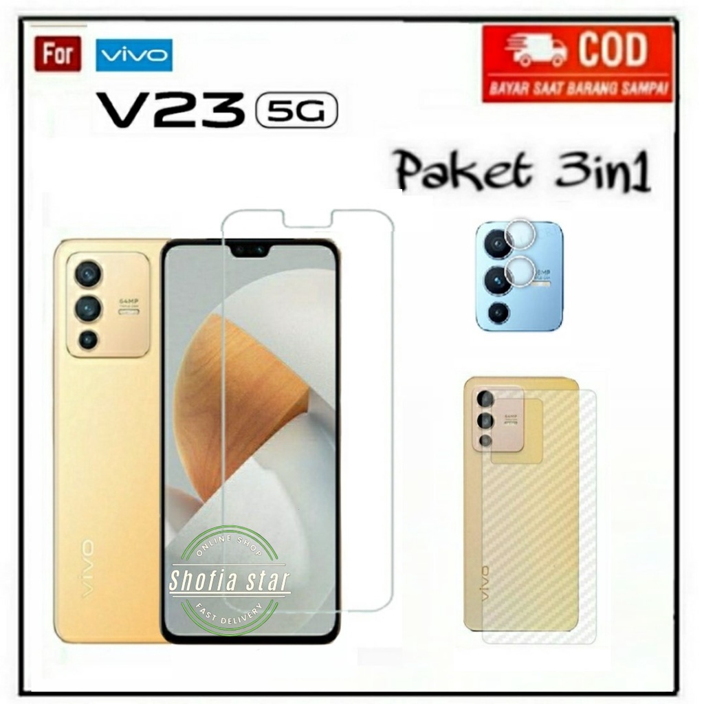 3IN1 TEMPERED GLASS VIVO V23 5G V23E TG LAYAR ANTIGORES KACA FULL COVER