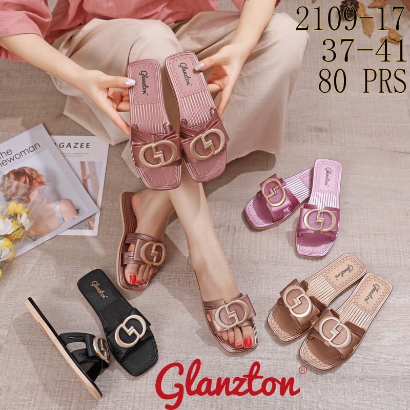 Sandal Jelly Glanzton 2109 Sandal Slop Motif Pita GG Terbaru