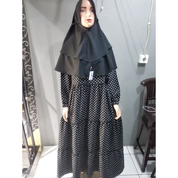 Gamis Polkadot/Gamis Jumbo Terbaru/Gamis Polkadot kekinian