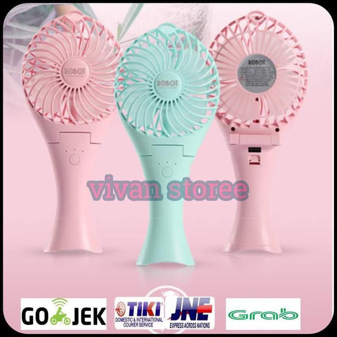 promo robot kipas mini power bank rt-bf07 2000mah portable fan mini origina - biru terbaru