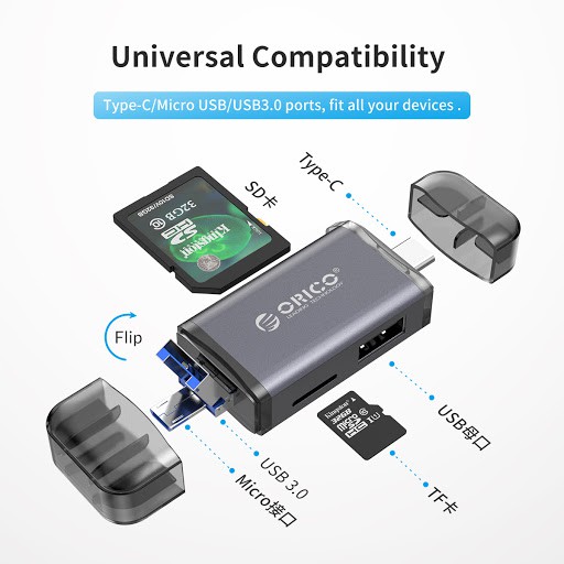 Card reader orico usb 3.0 type-c micro usb otg TF micro SD 6in1 5Gbps for Pc cpu laptop tab phone 3cr61 3cr