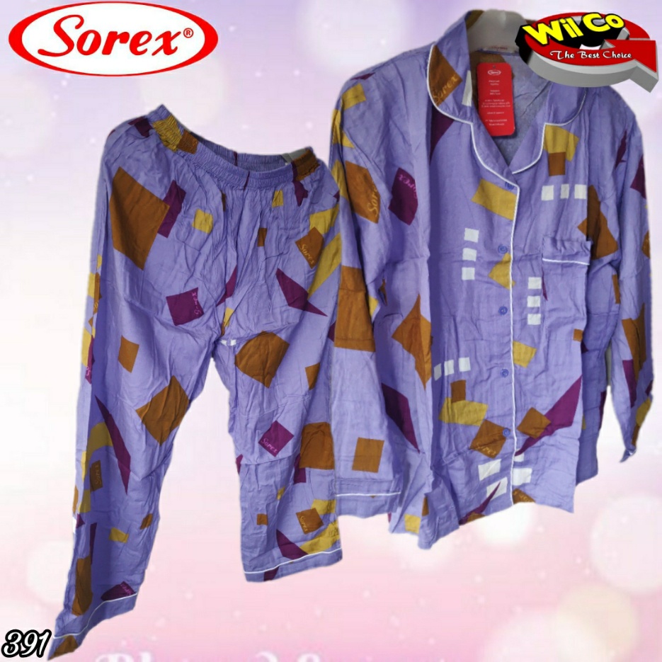 K391 - SETELAN BAJU TIDUR SOREX PREMIUM FREE SIZE LENGAN PANJANG