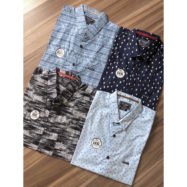 [GRATIS KAOS] Kemeja Lengan Pendek Jumbo Pria XXL XXXL Motif Abstrak