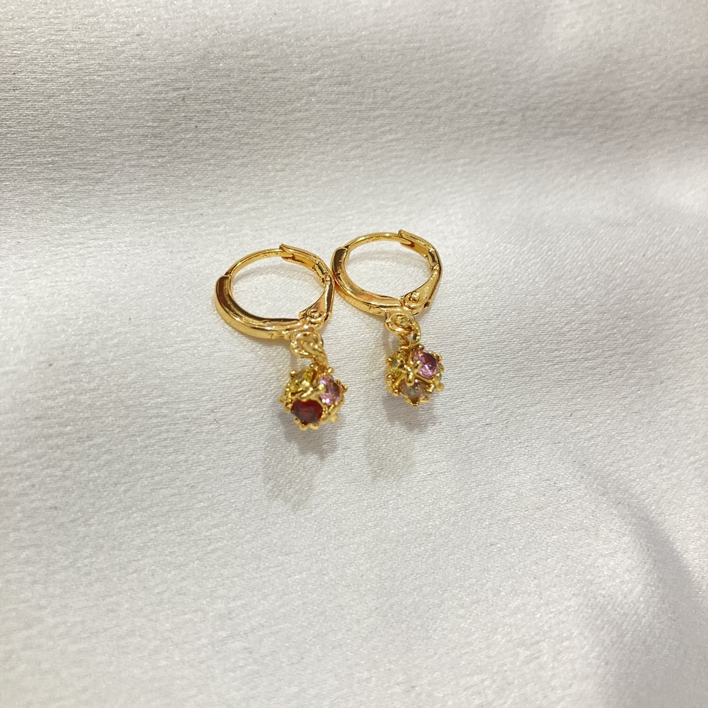 Anting Kubik Lapis Emas Aksesoris Fashion Simple - Emas