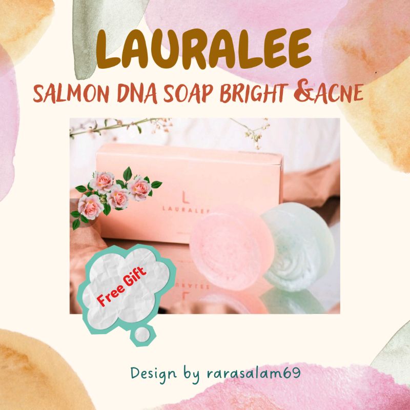 LAURALEE Sabun Wajah Pemutih & Atasi Flek  Hitam Kerutan Salmon DNA 2in 1 ( 1 Box isi 2 pcs ) + FREE