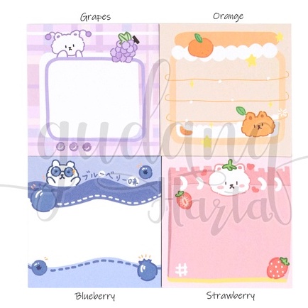 Sticky Notes Animal And Fruit Notes Motif Buah Hewan Scrap GH 301465