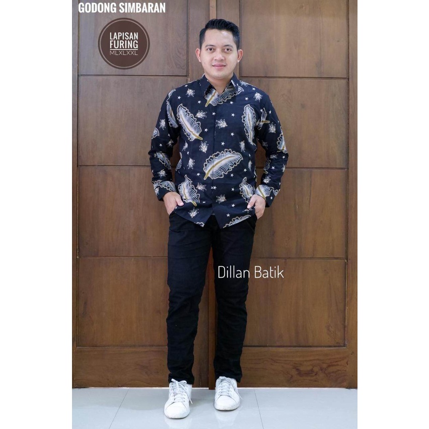 Batik pria terbaru/kemeja batik warna hitam/baju batik pria terbaru/batik solo ori full furing