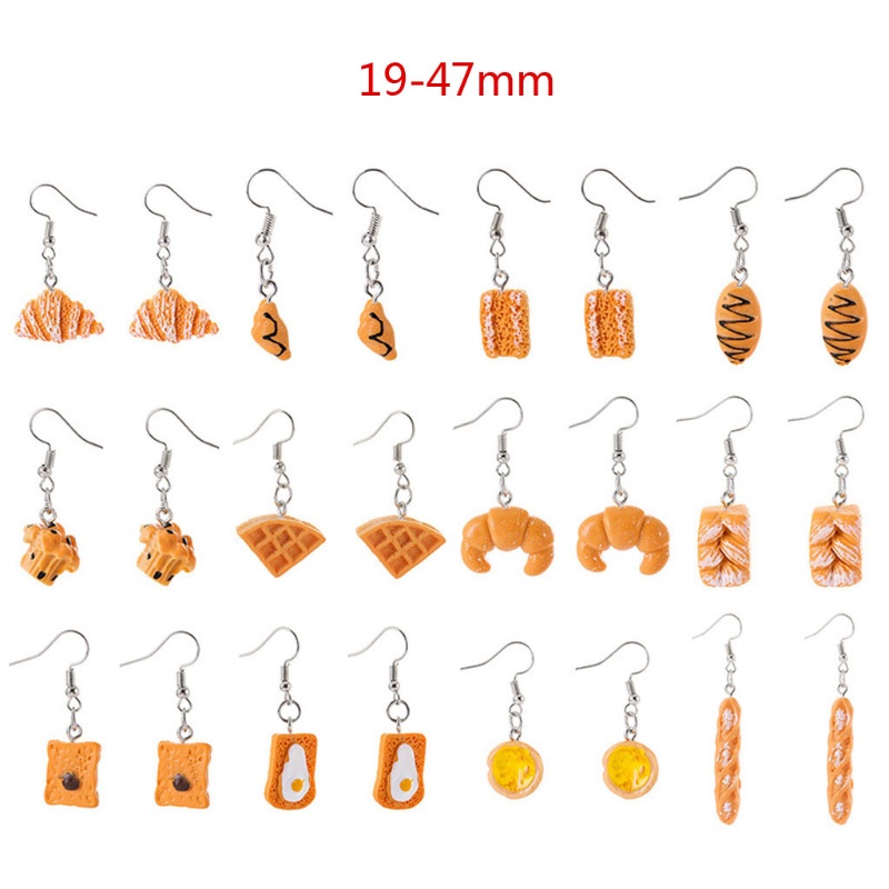 SIY  12Pair Simulation Food Croissant French Bread Toast Dangle Drop Earrings Kit  Cute Unique Baguettes Earrings Set Jewelry