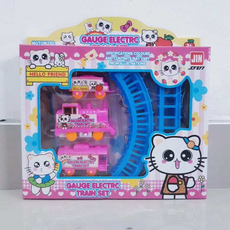 Mainan Kereta Api Pink Baterai - Miniatur Rail Train Batre Edukasi Koleksi Anak Perempuan Cewek