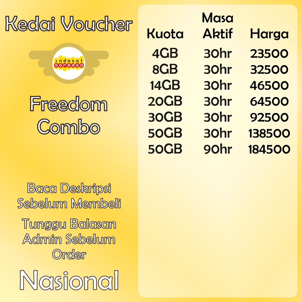 Paket Data Gift Indosat Freedom Combo