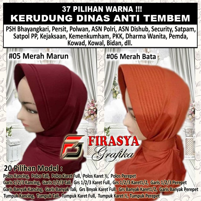 FGS - Jilbab Dinas PNS ANTI TEMBEM merah maroon bata